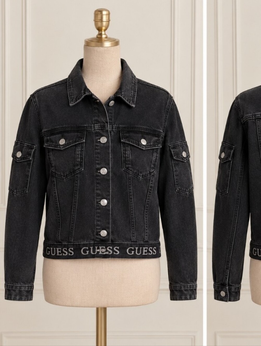GUESS Black Denim Logo Jacket